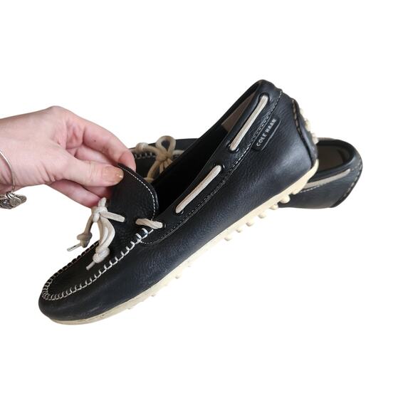 NWOB Cole Haan Grants Escape Navy And White Leather Driving Loafers Mens Sz 7.5 - Picture 2 of 5